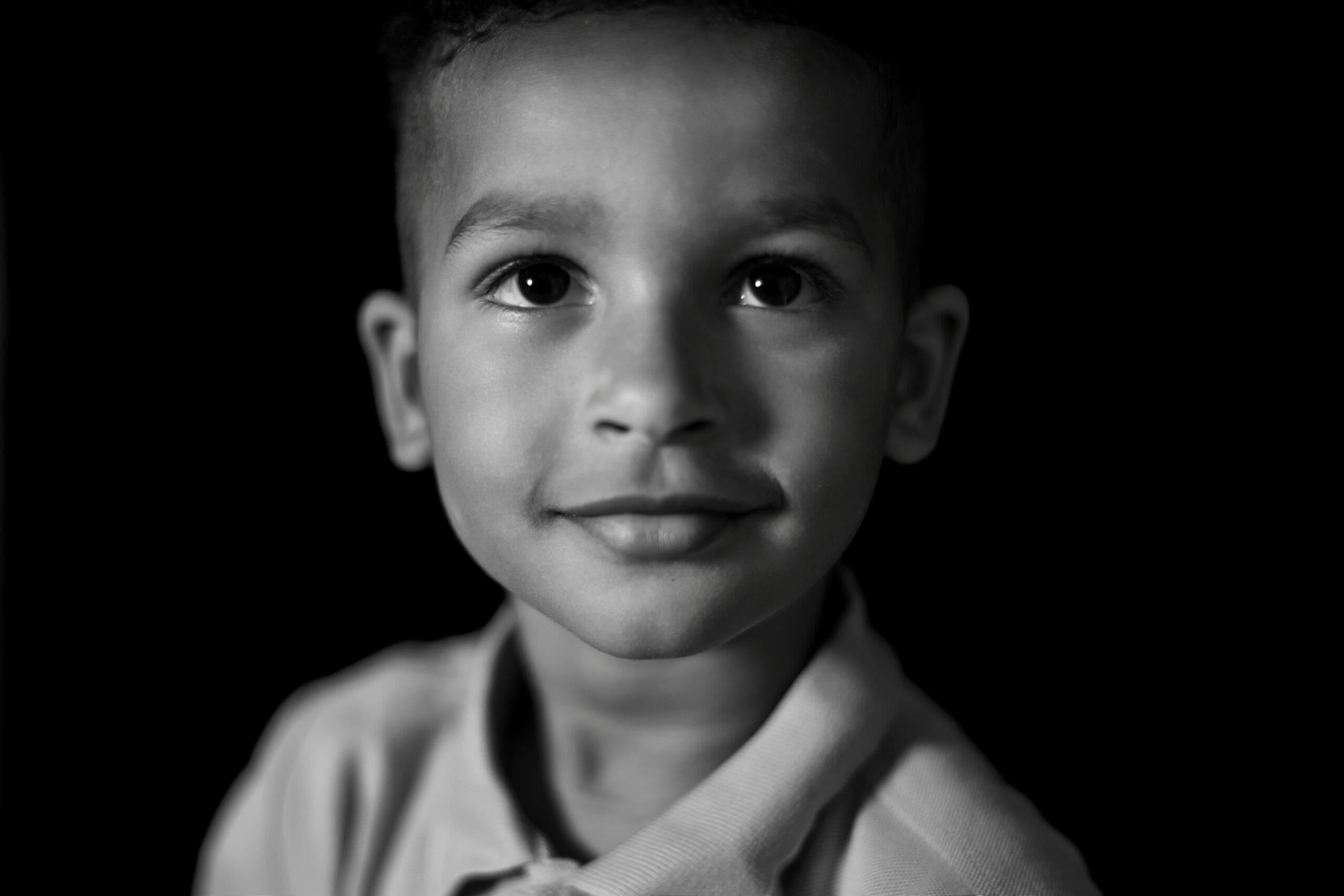 Black and white fine art picture of pre-school child.